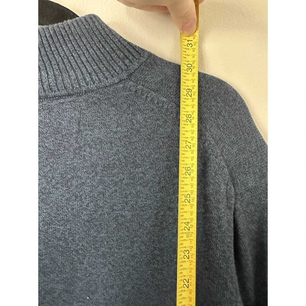 Perry Ellis Mens 1/4 Zip Sweater Knit Navy Blue Size Large‎ 100% Cotton Heritage